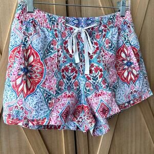 GAP Linen Blend Pull-On Shorts Women’s Small Multi Print Paisley Boho Drawstring